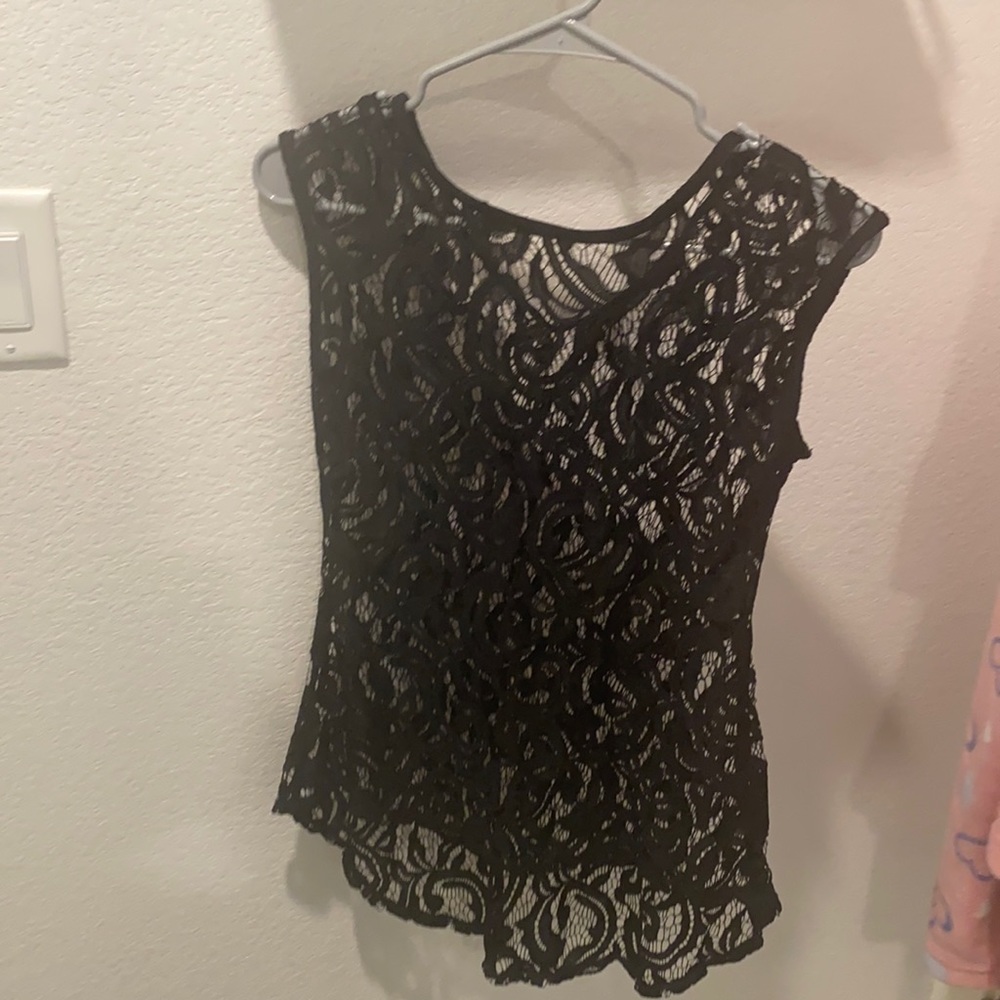 Black lace blouse.